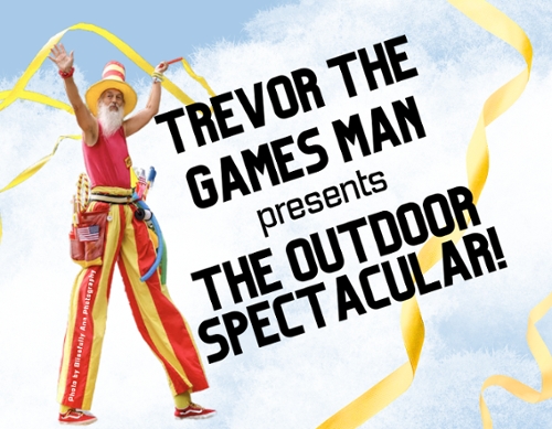 Image of Trevor the games man with a ribbon game.