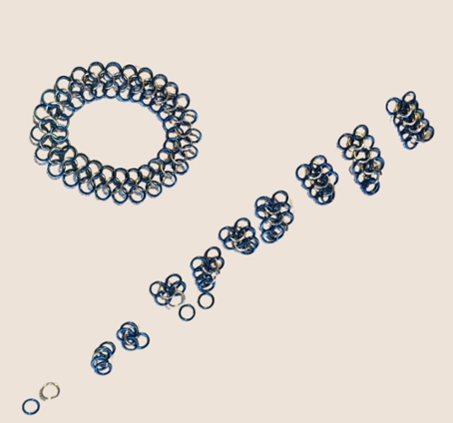 Image of an example of chainmail and a bracelet example.