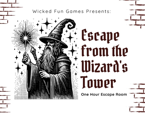 Cartoon image of a wizard with a long beard and a hat.