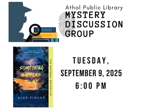 Mystery Discussion Logo and the cover of the book.