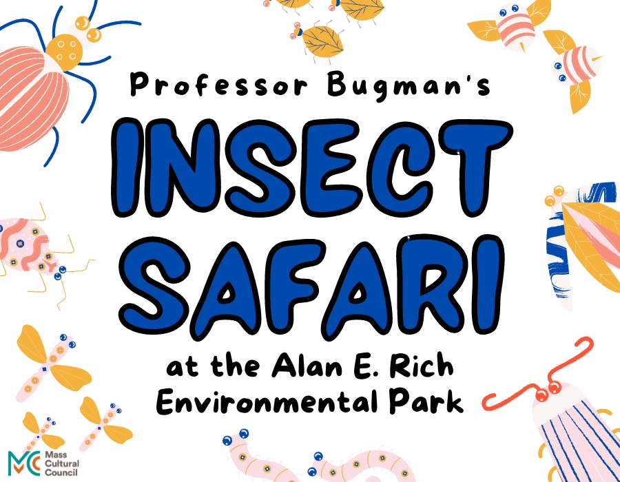 Cartoon image of insects with bubble letters that say Insect Safari.