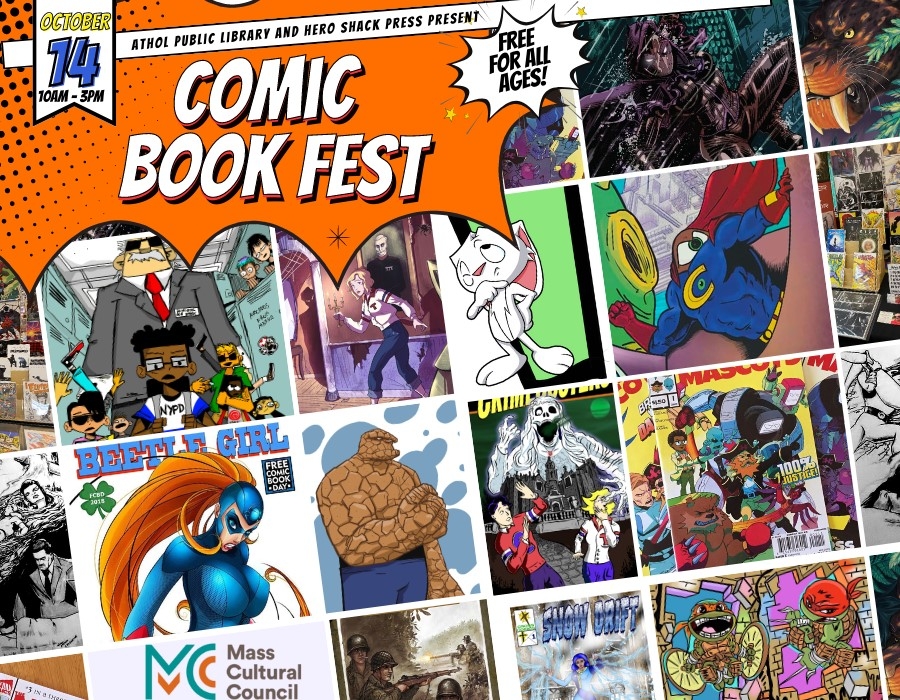 Comic Fest image with lots of comic art.