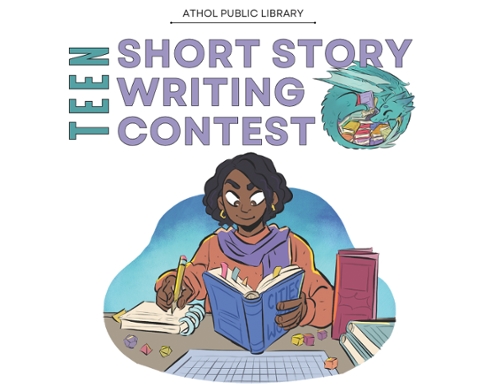 Cartoon teen writing a story