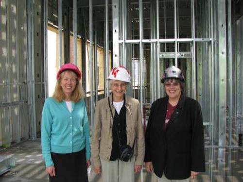 APL Staff members Jean Shaughnessy, Anne Cutler-Russo, & Karen McNiff visit the library construction site Wednesday May 29, 2013.