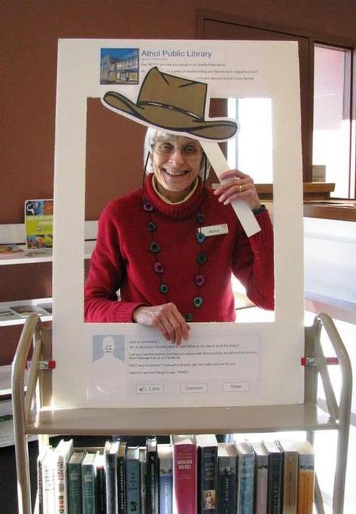 Anne, Library staff member had fun in the library’s Shelfie photo booth.