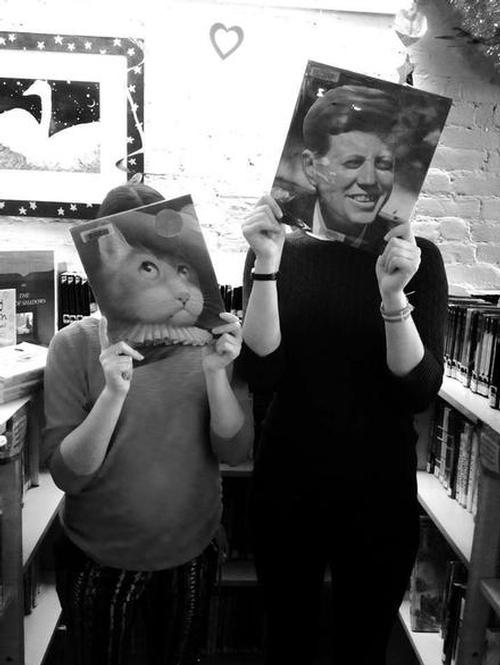 From our friends at the Forbes Library -- Apparently, Puss in Boots and JFK are regular library patrons!