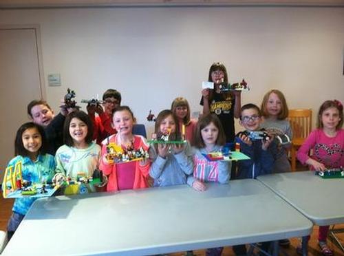 LEGO Club with their creations. Spring 2016.