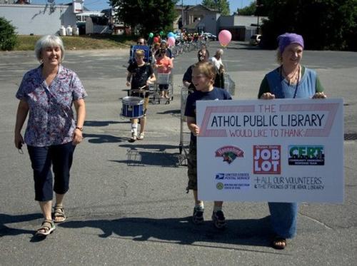 Deb Blanchard, Library Director leads the parade