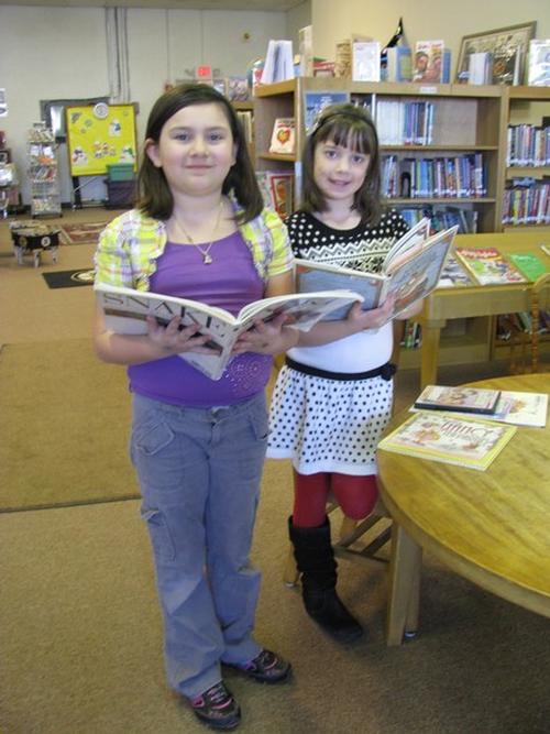 Read-a-thon Readers Aaliyah Mata (left) and Emma Sherman (right)