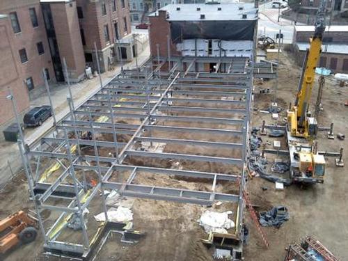 Photo of the steel going up, taken by a steel worker from the crane April 2013.