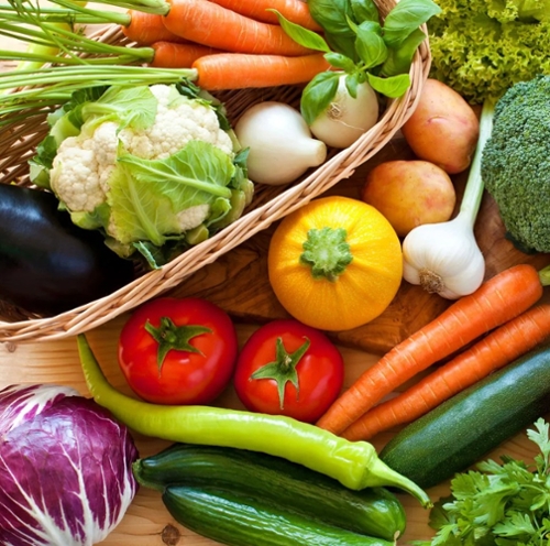 Farm fresh produce: peppers, squash, cucumbers, carrots and more.