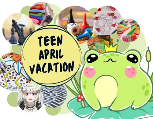Cartoon image of a frog and examples of each event of the week.