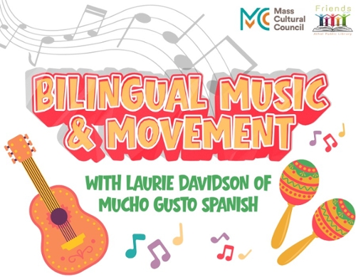 Cartoon images of instruments and the Cultural Council and Friends Board logos.