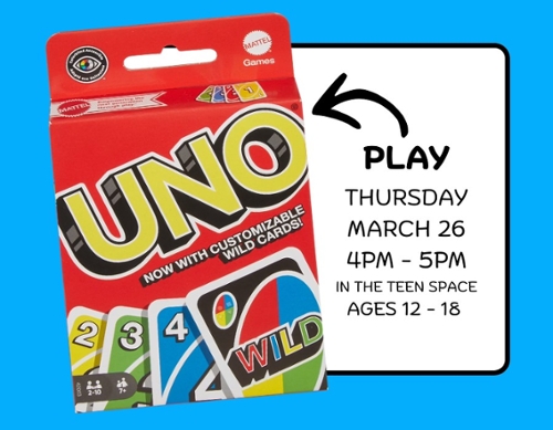 Image of the UNO game acompanied by the date, time, and age range.