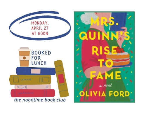 The book cover and the booked for lunch stacked books logo.