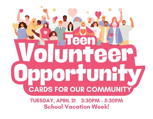 Cartoon image of a community holding hearts in their hands.