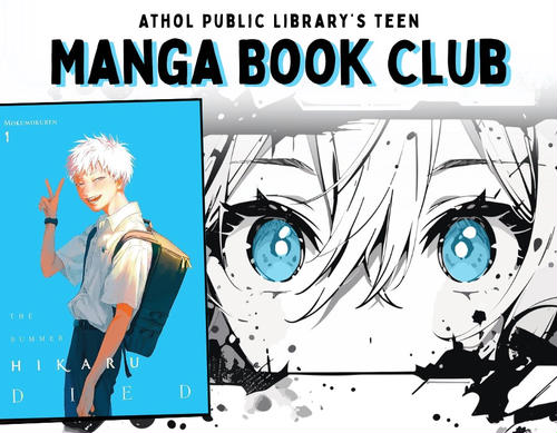 Image of the book cover and a cartoon Manga character.