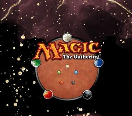 Magic the gathering LOGO in front of a galaxy backdrop